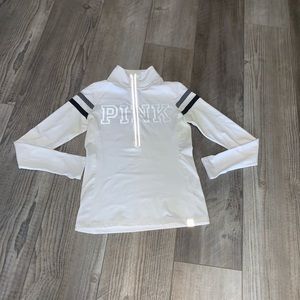 PINK Victoria’s Secret white 1/2 zip running shirt